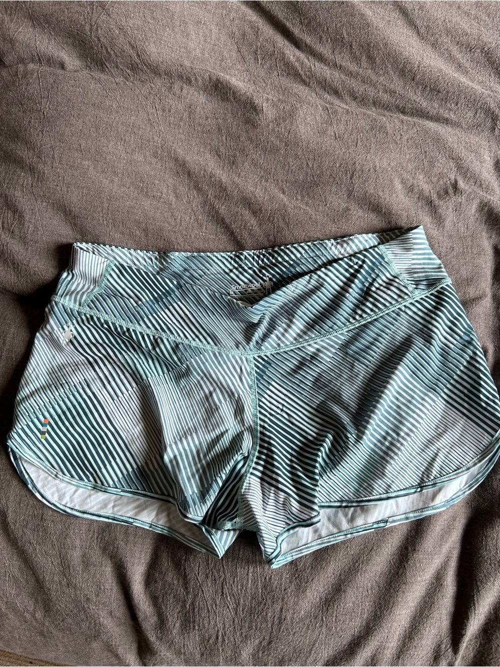 Smartwool Aqua Striped Athletic Running Shorts